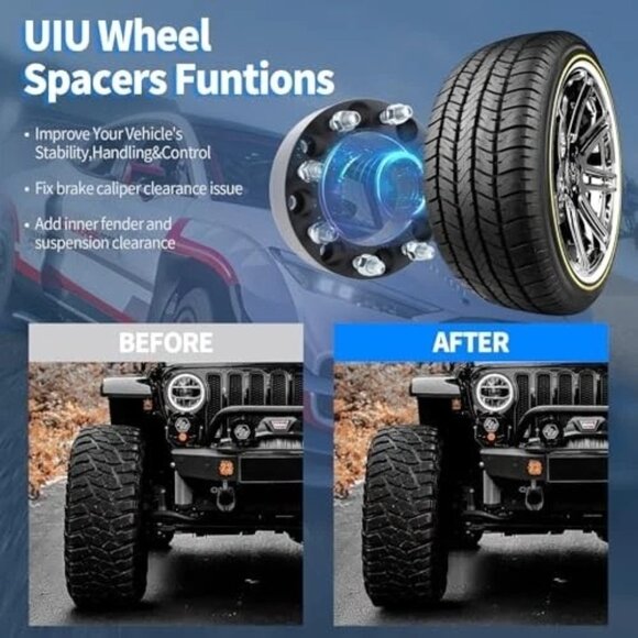 5x4.5 Wheel Spacers 1 inch 5 Lug 5x4.5"-82.5mm -1/2"x20 -1”thick 4 PCS SET NEW - Picture 7 of 8